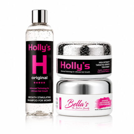 Holly's Original Full Hair Growth Kit with Growth Activating Shampoo, Deep Conditioning Mask and High-Intensity Targeted Growth Treatment.