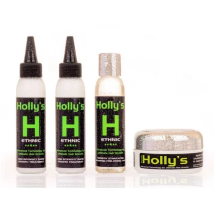 Product layout of Bellas Ethnic Mini Growth Combo showing shampoo and treatments, no conditioner included