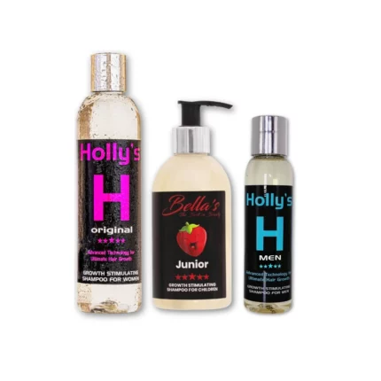 Family shampoo bundle with growth shampoos for women, men, and kids – Bellas