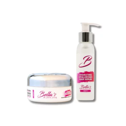 Bellas Rescue My Hair combo with deep conditioning hair mask and hydrating hyaluronic serum for dry or damaged hair