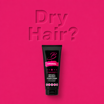 Bellas repair and protect conditioner for dry hair on bright pink background
