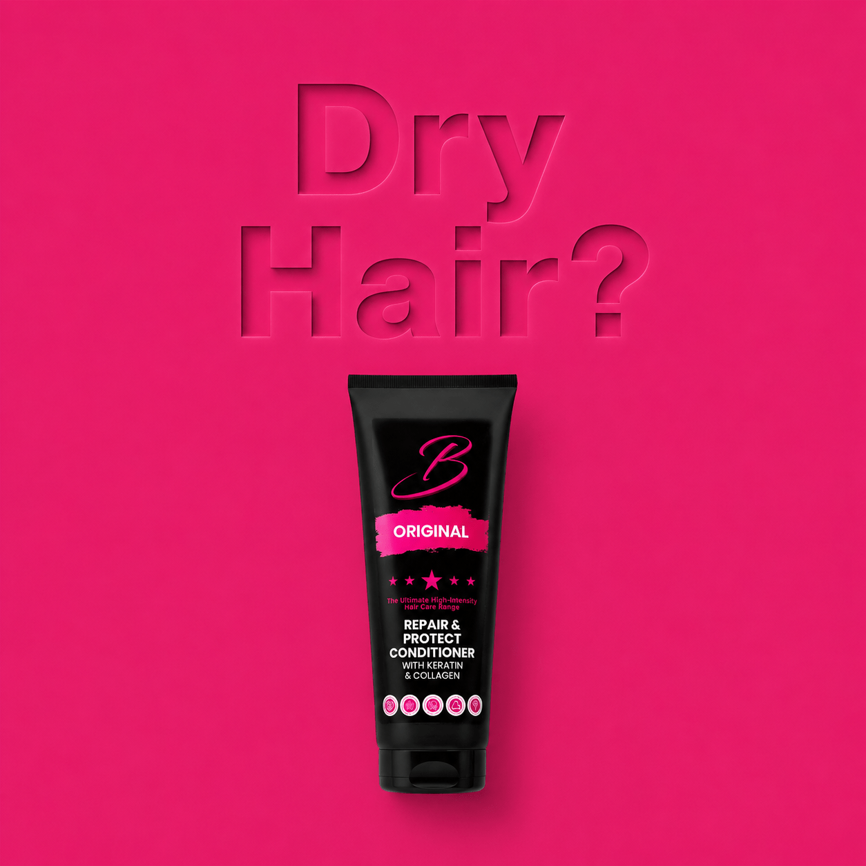 Bellas repair and protect conditioner for dry hair on bright pink background