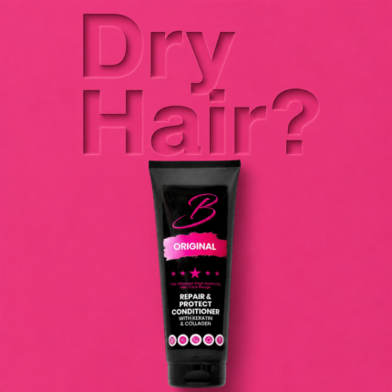 Bellas repair and protect conditioner for dry hair on bright pink background