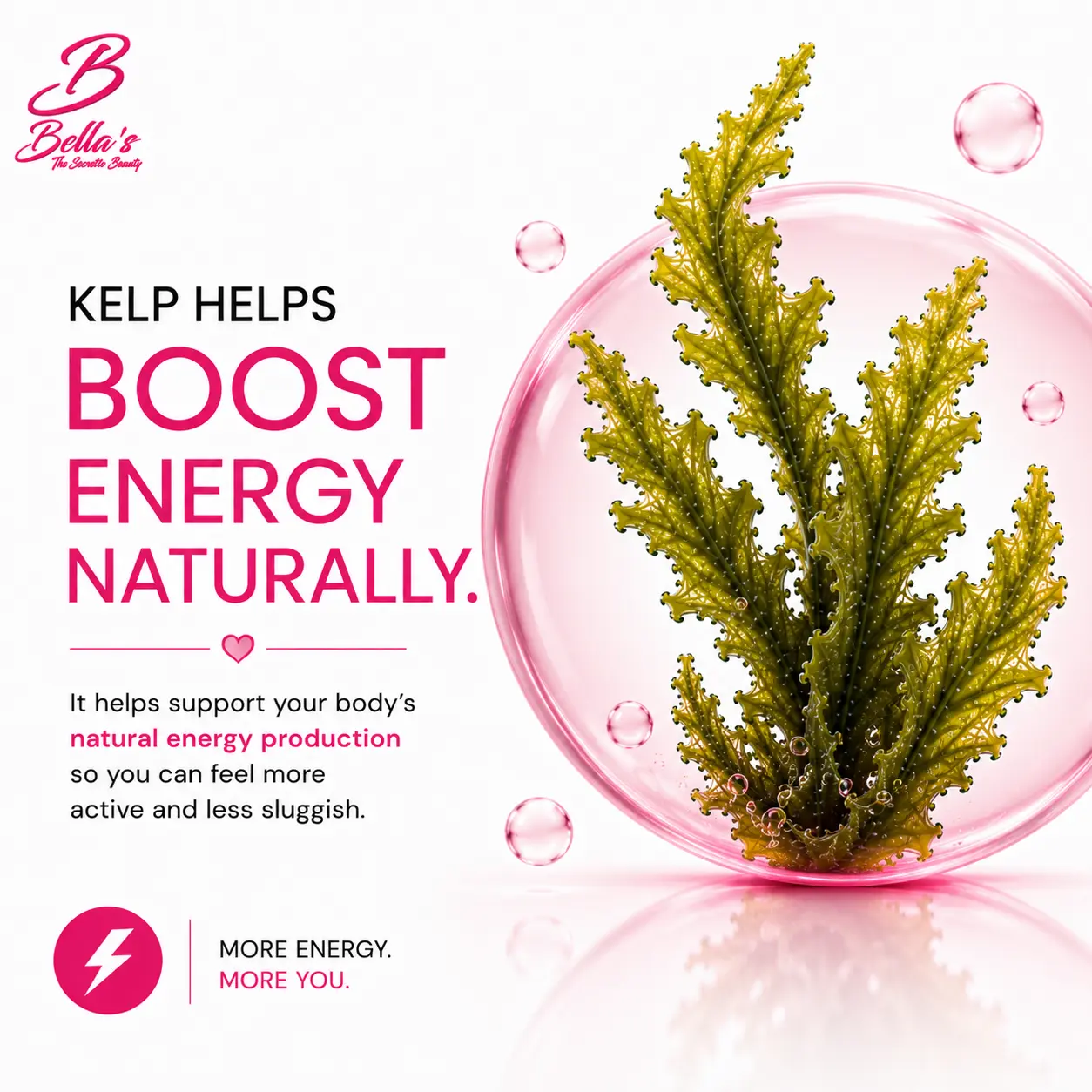 Kelp and vitamins featured in a nutritional formula for overall wellbeing