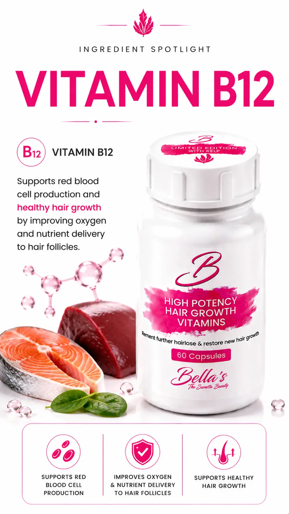 Vitamin B12 in Bellas Hair Growth Vitamins