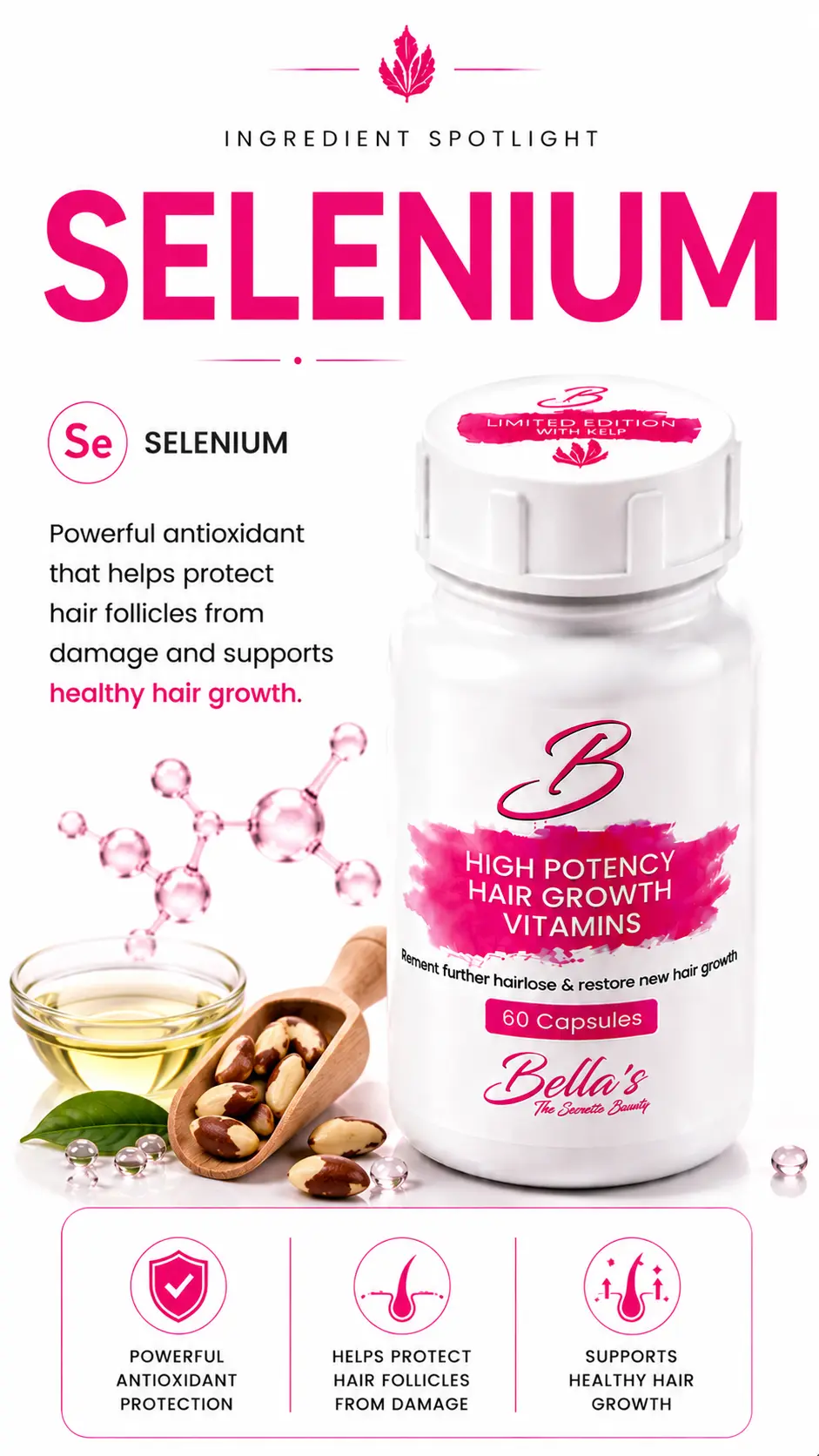Selenium in Bellas Hair Growth Vitamins