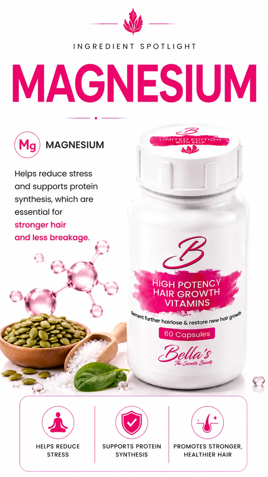 Magnesium in Bellas Hair Growth Vitamins
