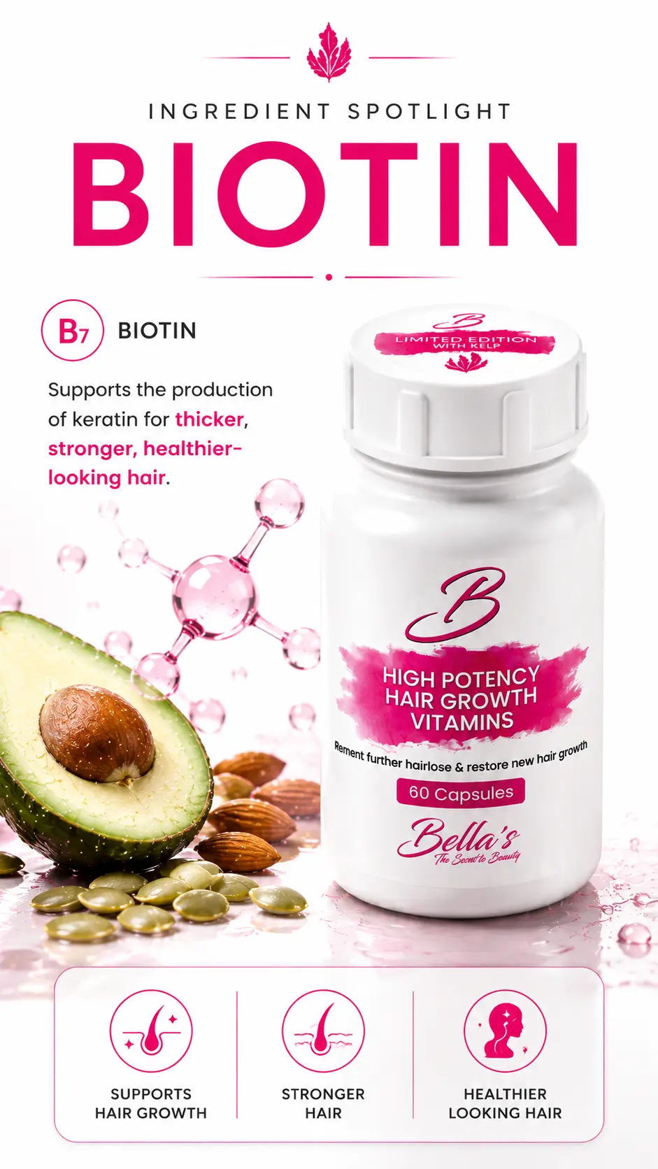 Biotin in Bellas Hair Growth Vitamins for healthy hair