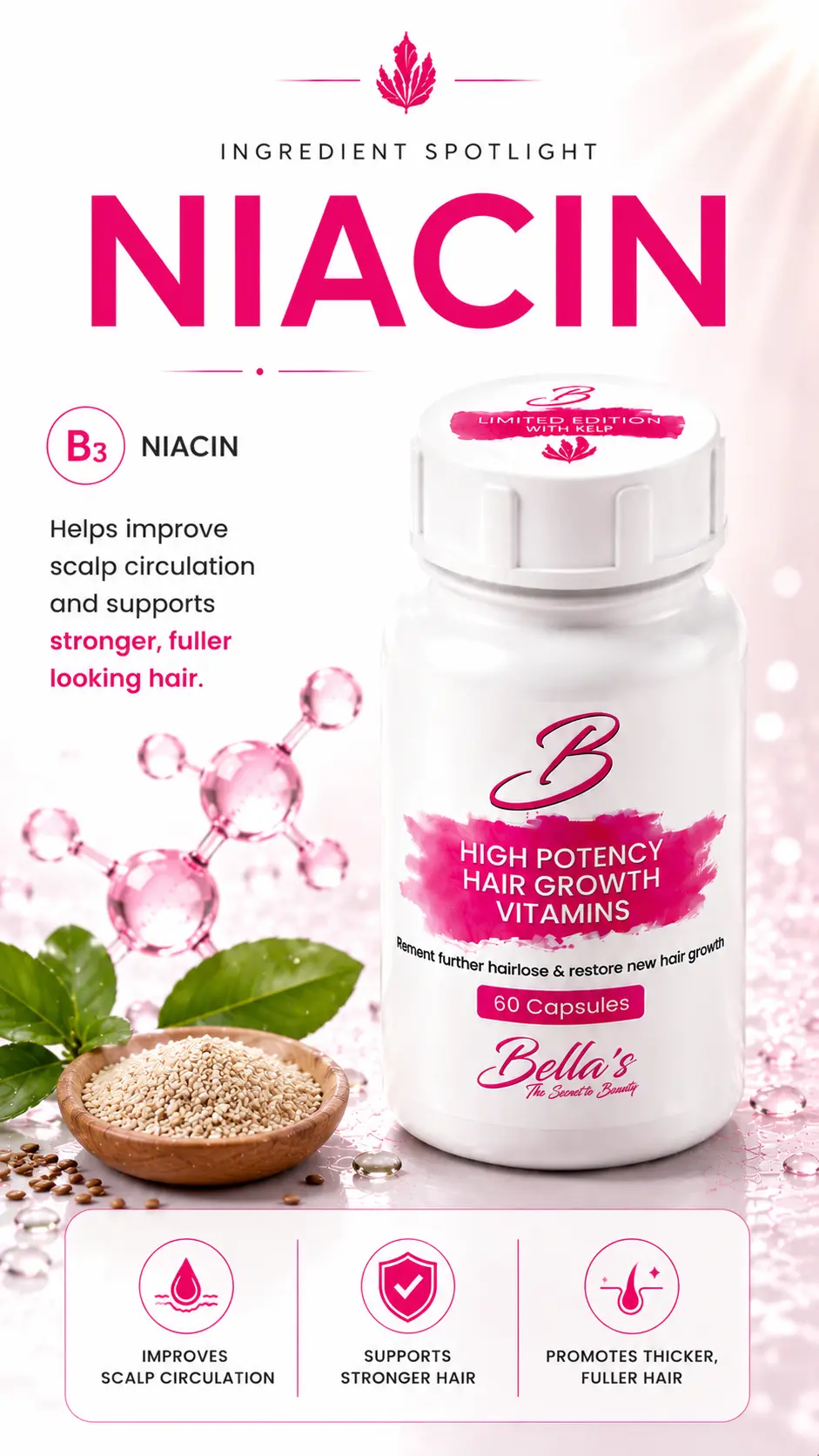 Niacin in Bellas Hair Growth Vitamins